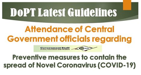 DoPT latest guidelines on Attendance of Central Government officials due to COVID-19