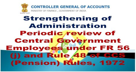 CGA Order: Strengthening of Administration- Periodic review of Central Government Employees under FR 56 (j) and Rule 48 of CCS (Pension) Rules, 1972