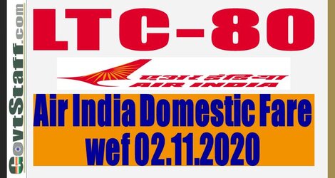 LTC-80 Air India Domestic Fares w.e.f. 02nd November 2020
