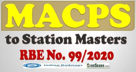 RBE No. 99/2020 : Grant of Financial Upgradation under MACPS to Station Masters