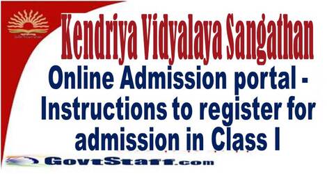 KVS Online Admission portal – Instructions to register for admission in Class I