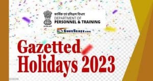 Holidays 2023 - List of Gazetted Holidays to be observed in Central