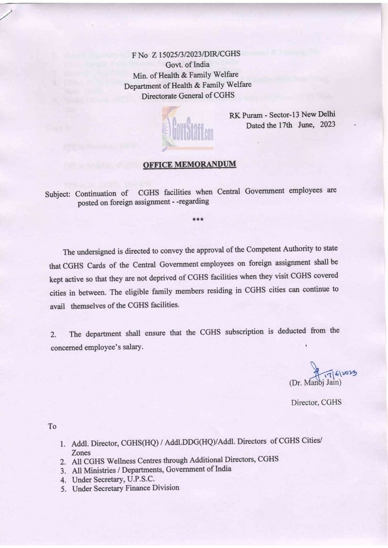 foreign assignment for central government employees