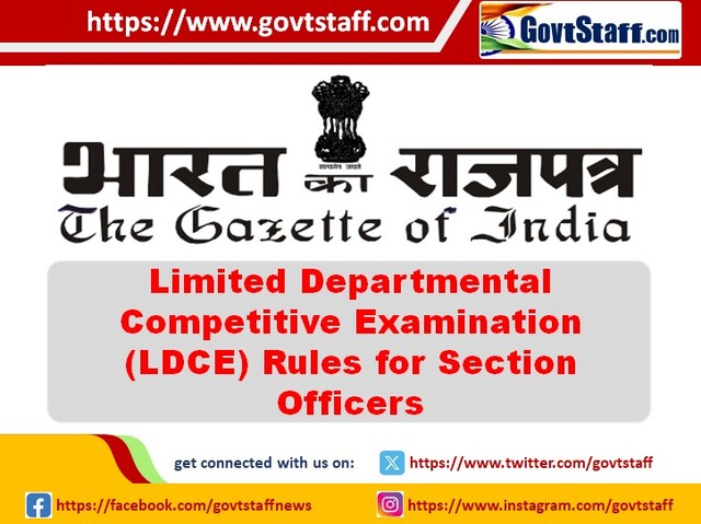 Limited Departmental Competitive Examination (LDCE) Rules for Section Officers – DoPT Notification dated 13.11.2024