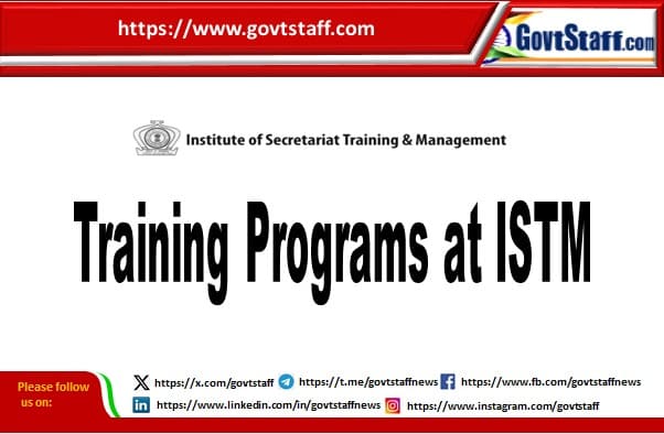 Training Calendar for 2025-26 at Institute of Secretariat Training & Management (ISTM)