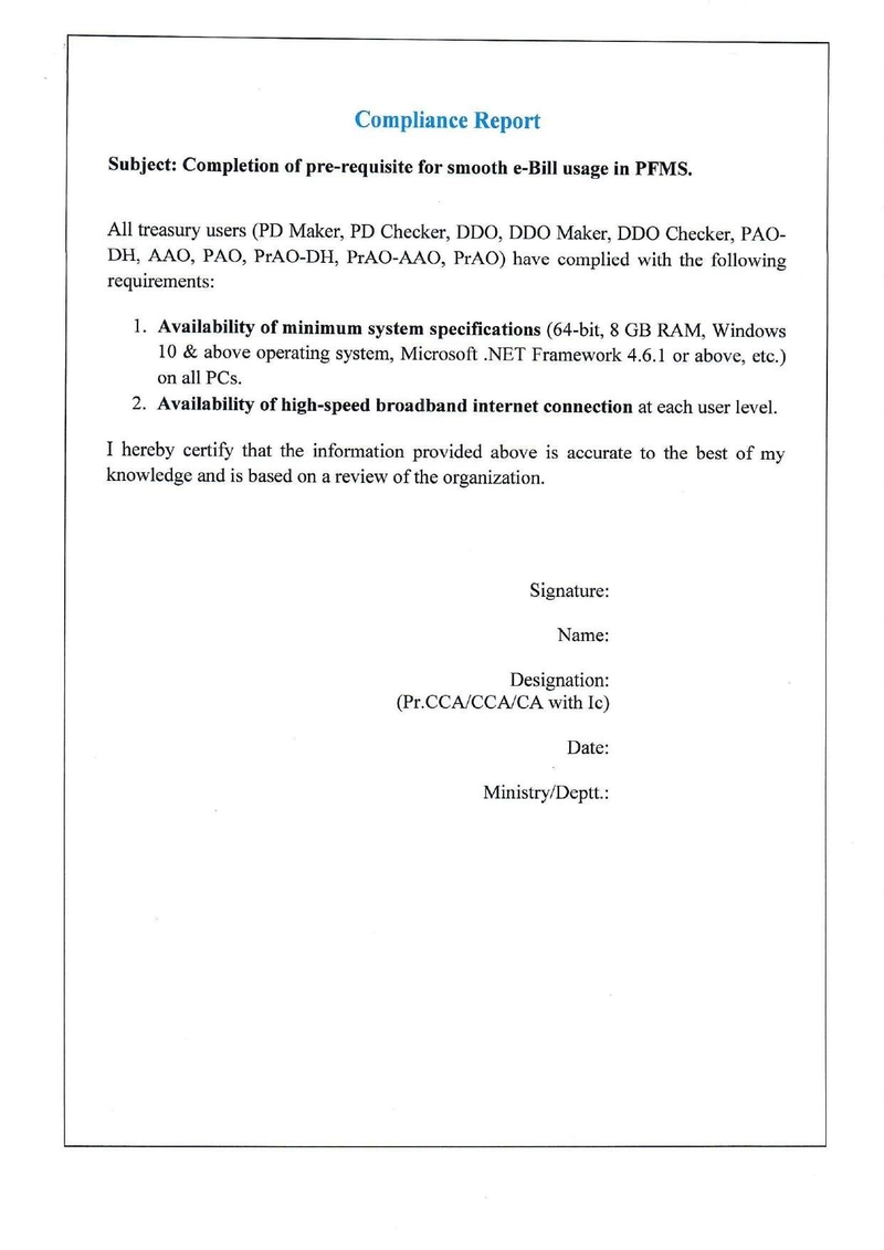 Compliance of completion of pre-requisites for smooth e-bill usage in PFMS – CGA Office Memorandum dated 12.01.2026 2 compliance-of-completion-of-pre-requisites-for-smooth-e-bill-usage-in-pfms