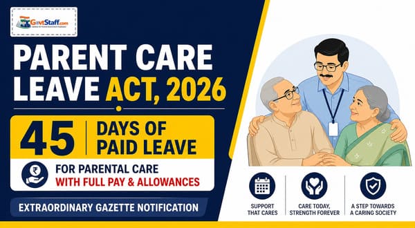 Parent Care Leave Act 2026: 45 Days of Paid Leave for Elderly Parent Care / वृद्ध माता-पिता की देखभाल हेतु 45 दिनों का सवैतनिक अवकाश। 2 parent-care-leave-act-2026-bill-no-xxv-of-2026