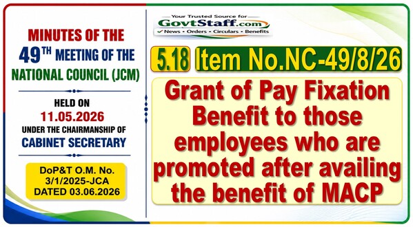 Pay Fixation Benefit to those employees who are promoted after availing the benefit of MACP: Item No. NC-49/8/26 of 49th Meeting of NC (JCM) 1 grant-of-pay-fixation-benefit-to-those-employees-who-are-promoted-after-availing-the-benefit-of-macp