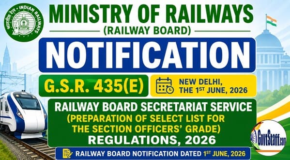 Railway Board Secretariat Service (Preparation of Select List for the Section Officers’ Grade) Regulations, 2026: Railway Board Notification dated 1st June, 2026 2 railway-board-secretariat-service-preparation-of-select-list-section-officers-grade-regulations-2026