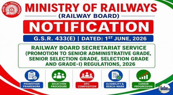 Railway Board Secretariat Service Promotion Rules 2026 - Promotion to Senior Administrative Grade, Senior Selection Grade, Selection Grade and Grade-I : Notification dated 01.06.2026 2 railway-board-secretariat-service-promotion-rules-2026