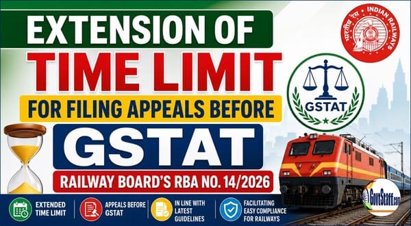 Extension of Time Limit for filing Appeals before GSTAT - Railway Board's RBA No. 14/2026 2 RBA No-14-2026-GST-circular-No-04-2026