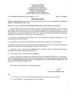 Implementation of measures to prevent waiver of recovery of wrongful/excess payments made to Government Servants - CGA seeks inputs/comments within one week 2 waiver-of-recovery-of-wrongful-excess-payments